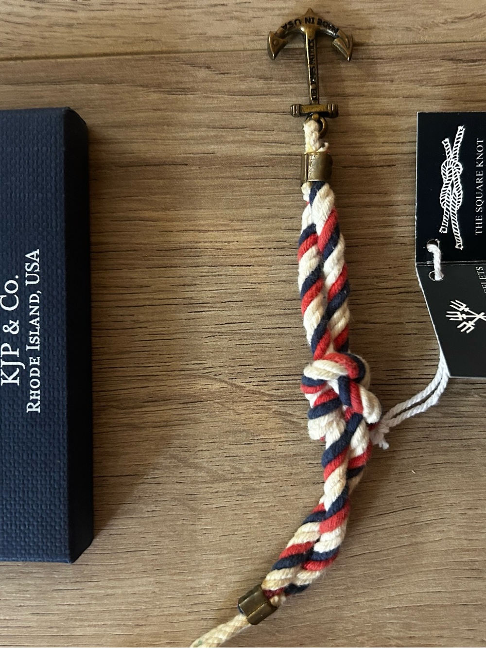 Kiel James Patrick Red, Navy & Cream Nautical Rope Bracelet with Anchor